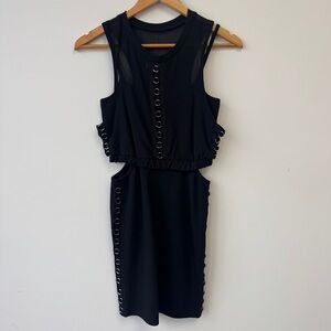 LF Black Mini Dress with Eyelet Details